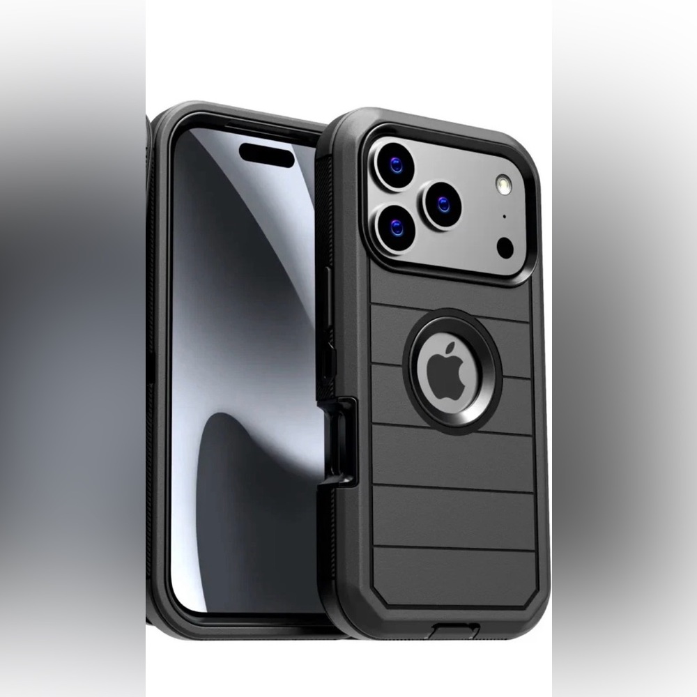I Phone 17 Pro Black Rugged Phone Shockproof Case
